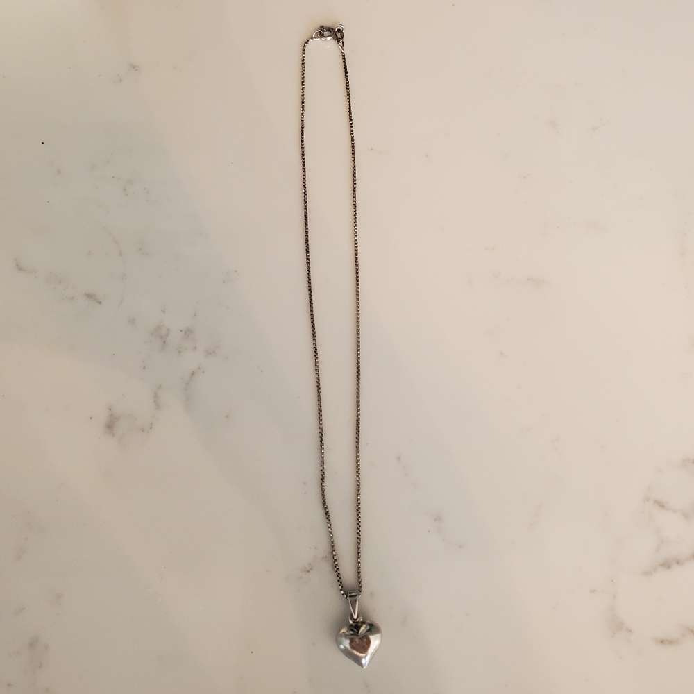 925 sterling silver hollow heart necklace